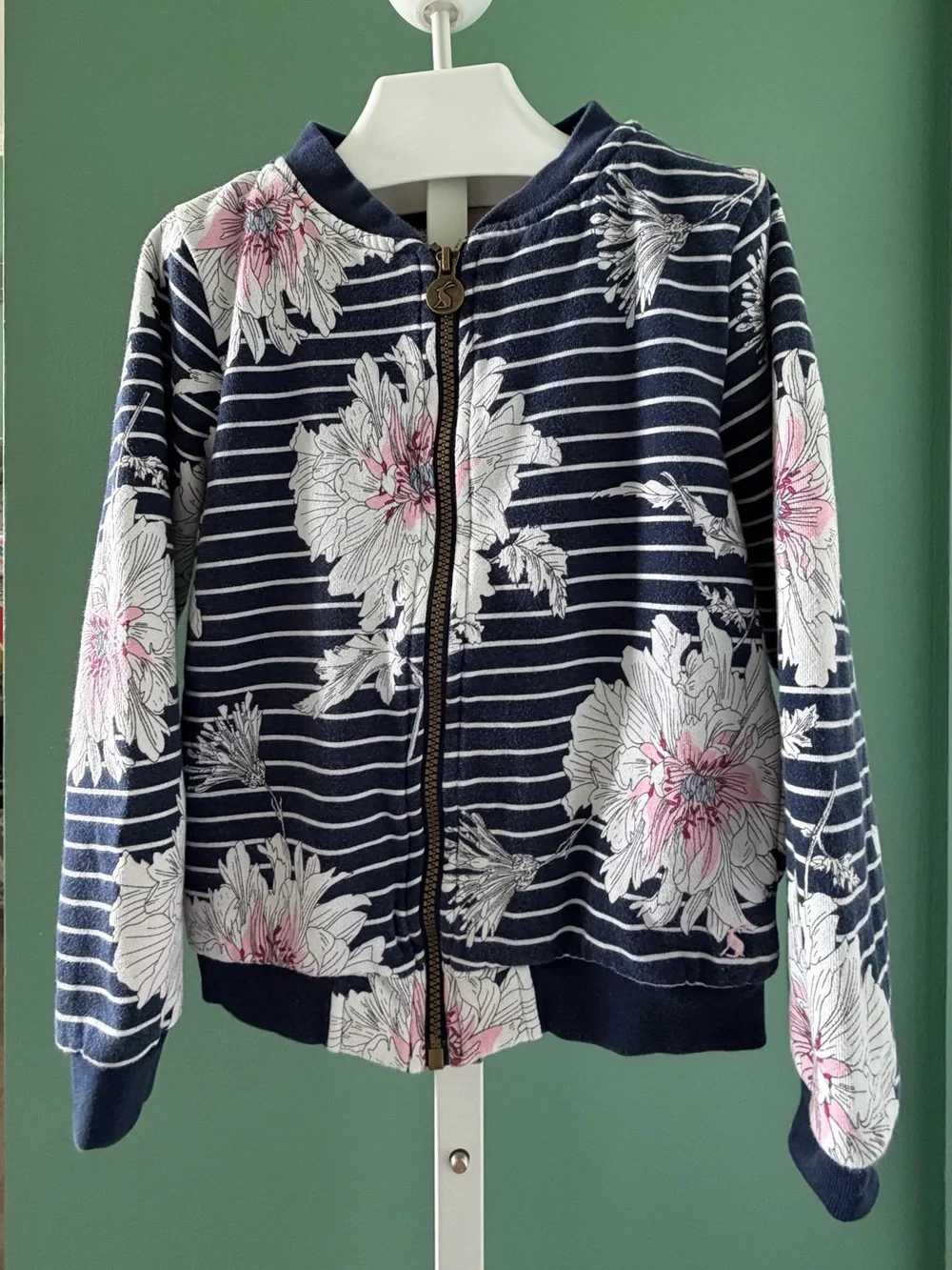 Kid’s Joules Navy Floral Zip Bomber Jacket